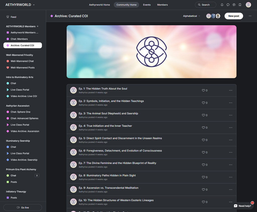 Member Area Curated COI Archives Full Screenshot